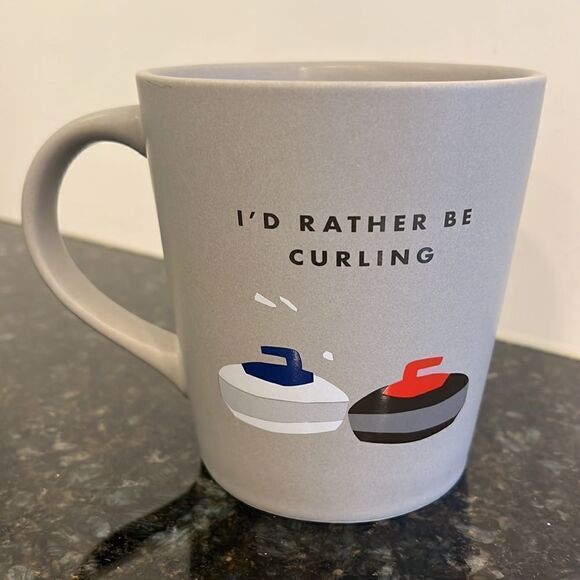 Curling Coffee Mug I'd Rather Be Curling Gray Cup Indigo - Picture 2 of 6